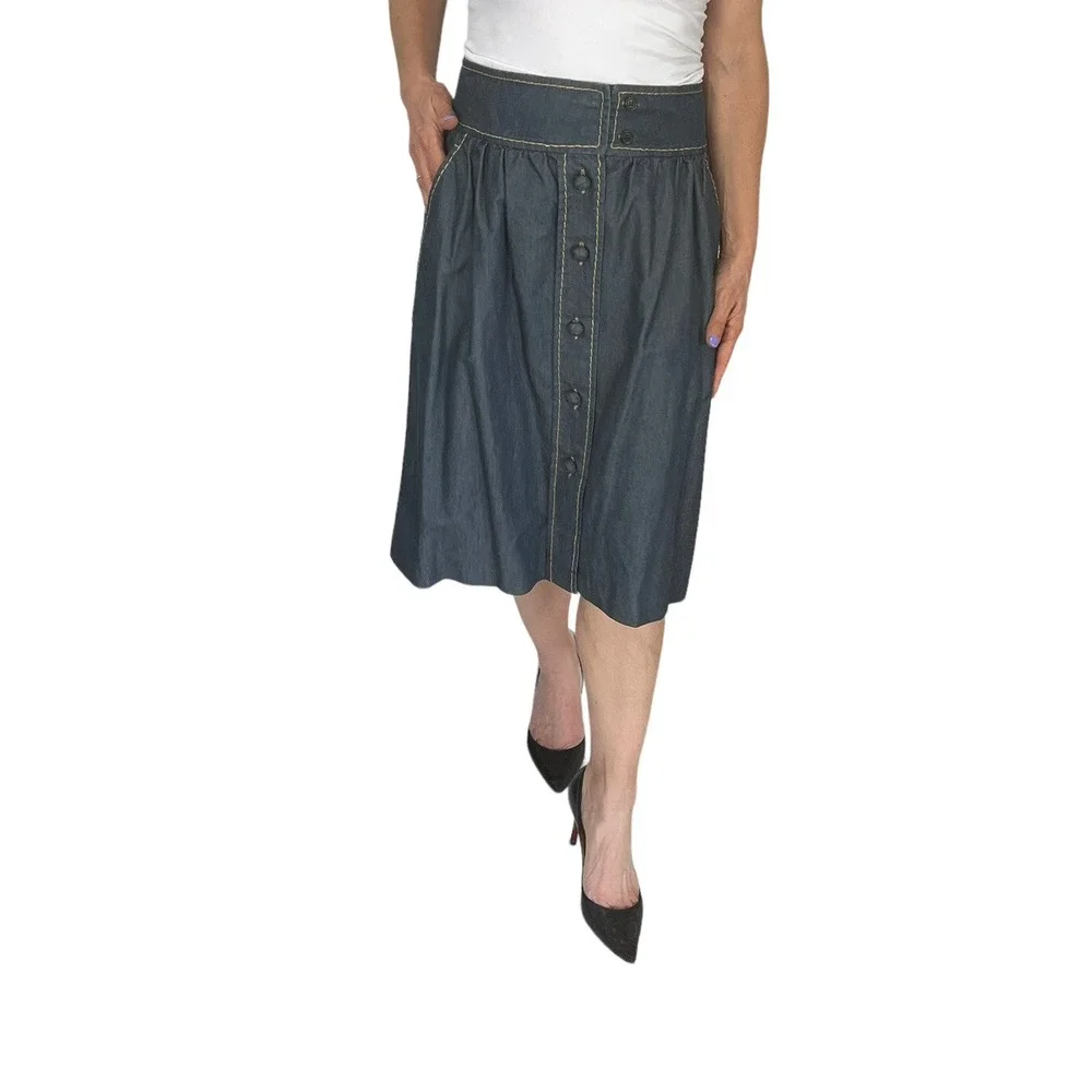 VIKTOR & ROLF Chambray Cotton  Denim 2 Piece Skirt Suit 40/8